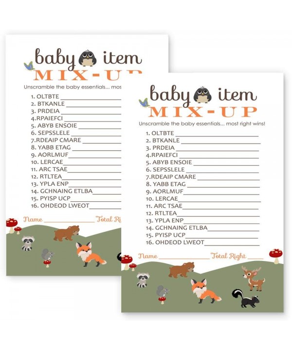 Woodland Critter Baby Shower Games Word Scramble Cards (25 Pack ...