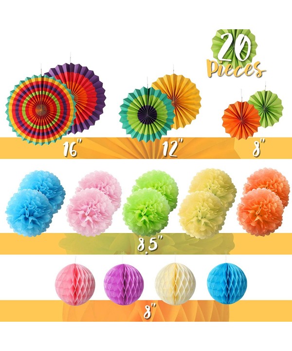 Party Decorations 20pcs - Tissue Pom Pom Flowers - Hanging Paper Fans ...