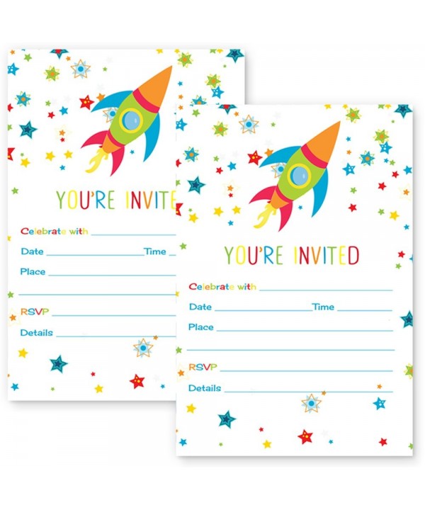 Space Birthday Party Invitations with Aqua Envelopes ( 15pc ...