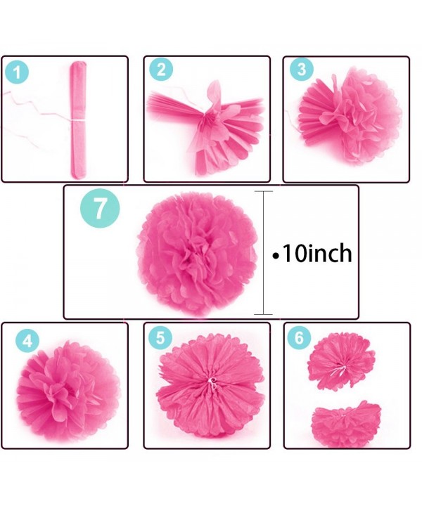 Birthday Party Decorations-Pink Banner Paper Flowers Poms Balloons for ...