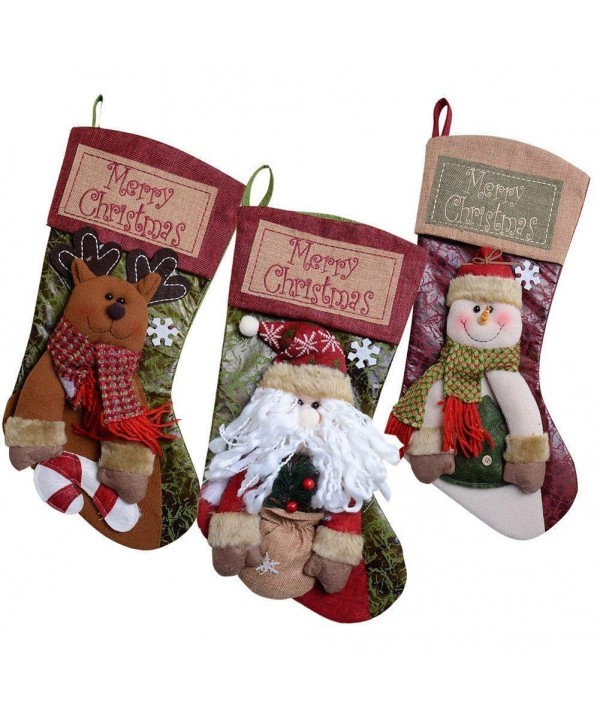 16 Inches Christmas Burlap Stockings Xmas Fireplace Hanging Stockings ...