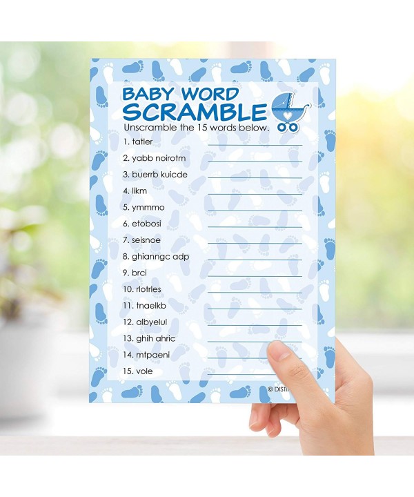 Blue Boy Baby Shower Game - Word Scramble (Set of 20) - CW12J6O8Y1T