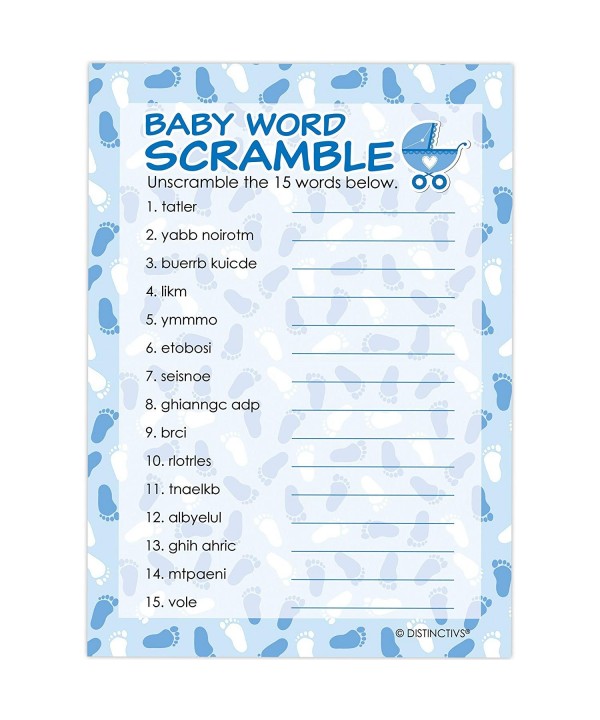 Blue Boy Baby Shower Game - Word Scramble (Set of 20) - CW12J6O8Y1T