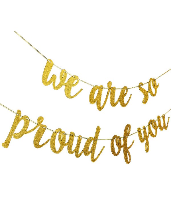 Gold Glittery We are So Proud of You Banner -Graduation Party/Grad ...