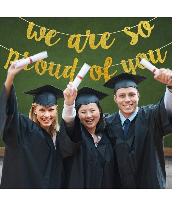 Gold Glittery We are So Proud of You Banner -Graduation Party/Grad ...