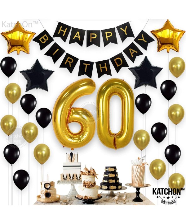 60th BIRTHDAY PARTY DECORATIONS KIT - Happy Birthday Black Banner ...